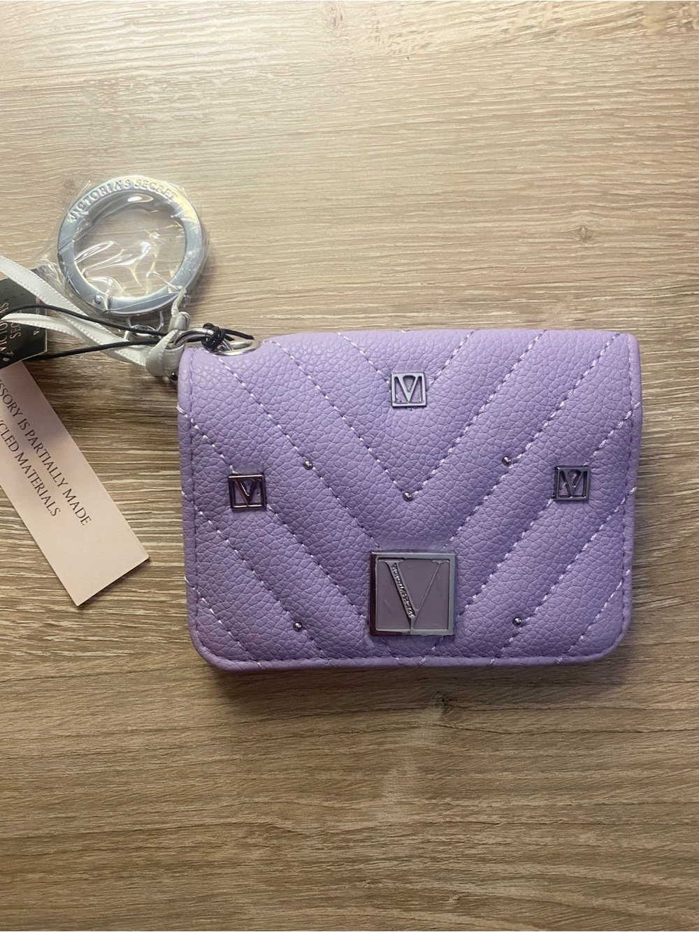 Violet Quilted Card Case Keyring